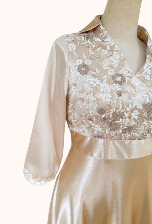 Evening Lace and Silk Satin Dress