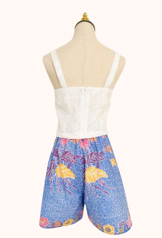 Eyelet Top and Batik Shorts Set