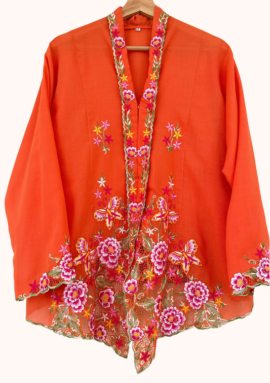 (4XL) Orange Kebaya