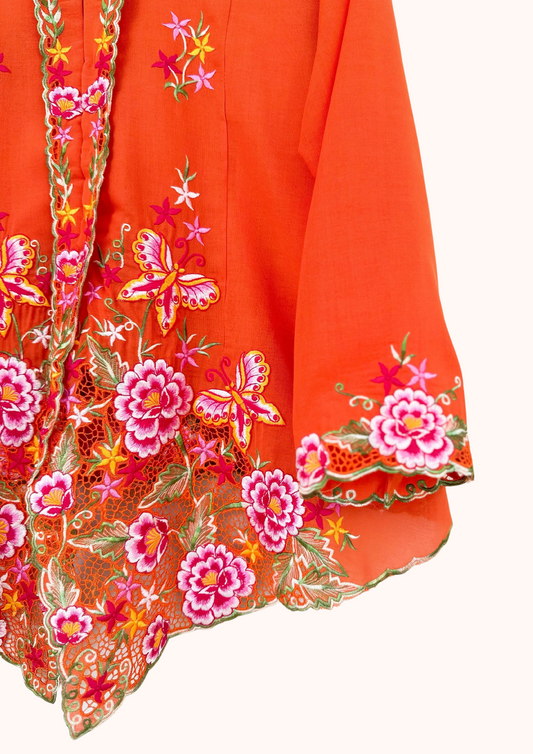 (4XL) Orange Kebaya