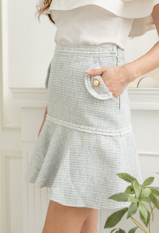 Delilah Skort in Blue Tweed