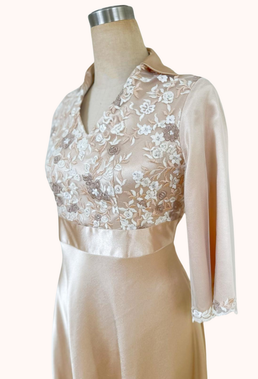 Evening Lace and Silk Satin Dress