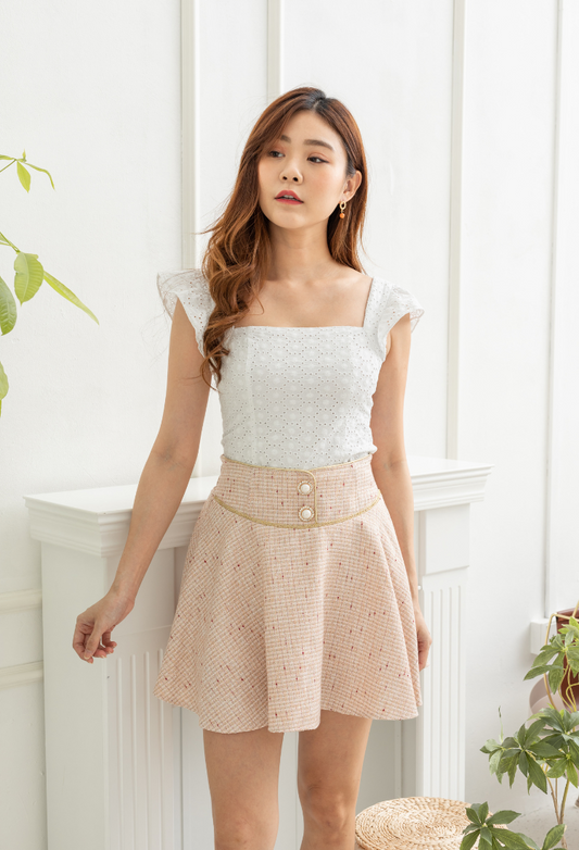 Delilah Skort in Pink Tweed