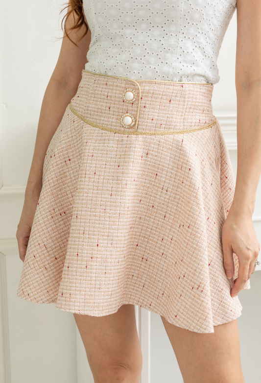 Delilah Skort in Pink Tweed