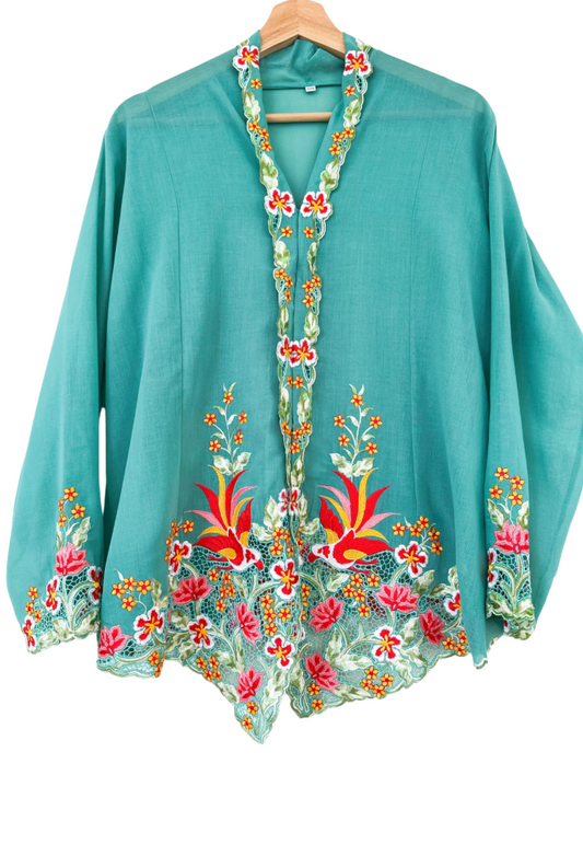 (3XL) Light Turquoise Green Kebaya