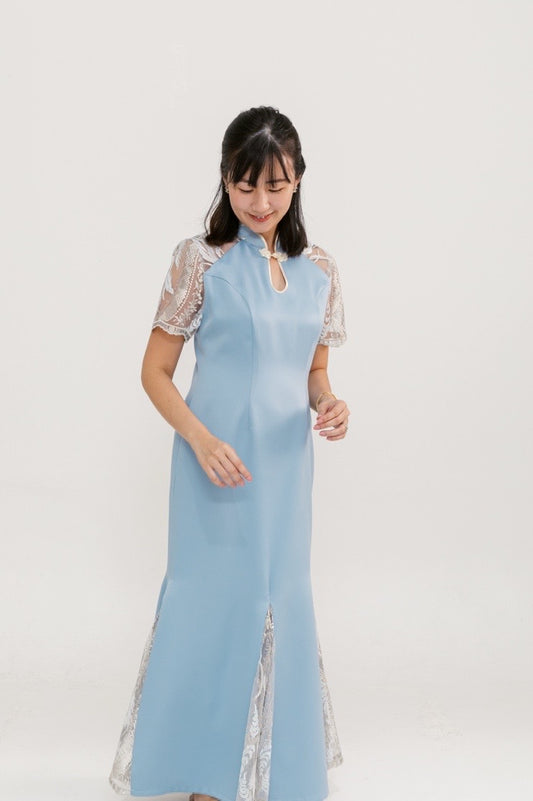 Bridal Satin Cheongsam with Lace