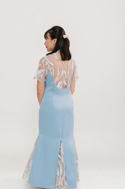 Bridal Satin Cheongsam with Lace