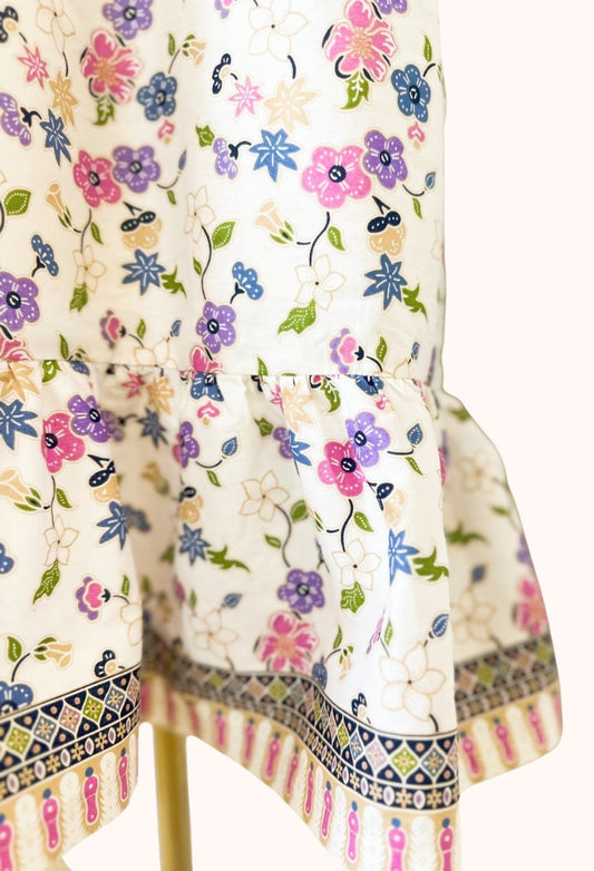 Batik Sleeveless Flutter Hem Dress