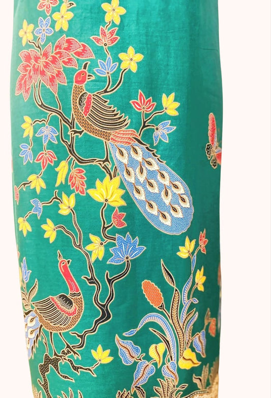 Emerald Peacock Batik Shift Dress