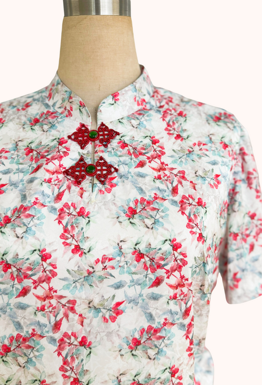 White Batik Cheongsam