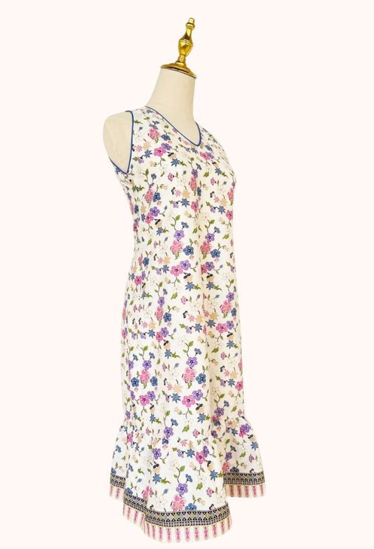 Batik Sleeveless Flutter Hem Dress