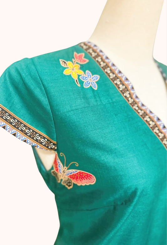 Emerald Peacock Batik Shift Dress