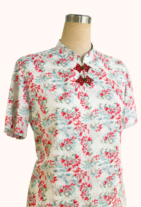 White Batik Cheongsam