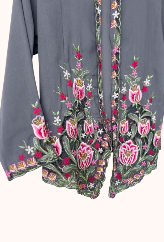 (S) Grey Kebaya