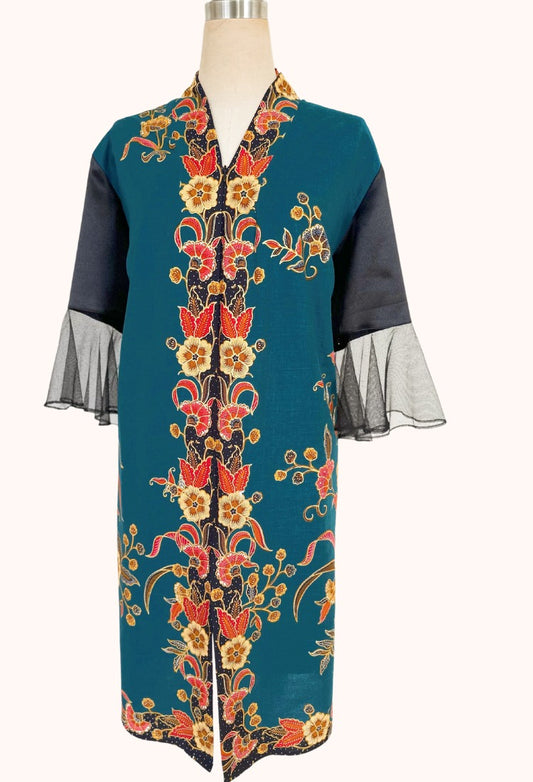 Tulle Sleeved Batik Dress