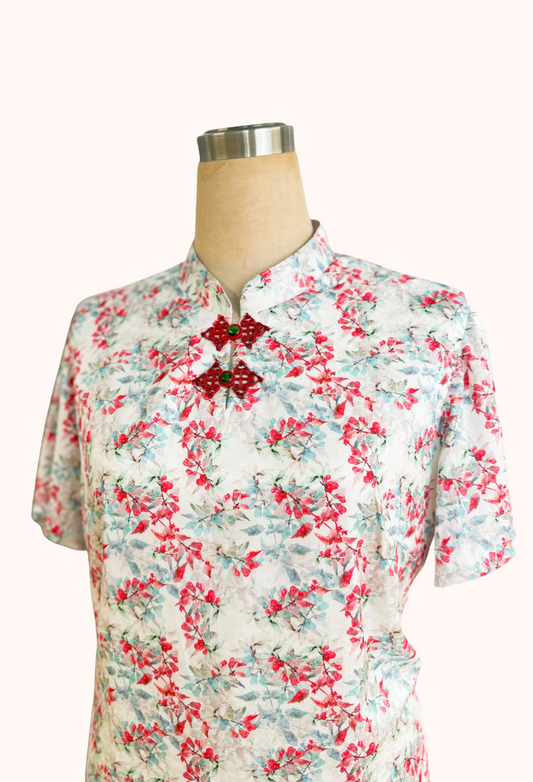 White Batik Cheongsam